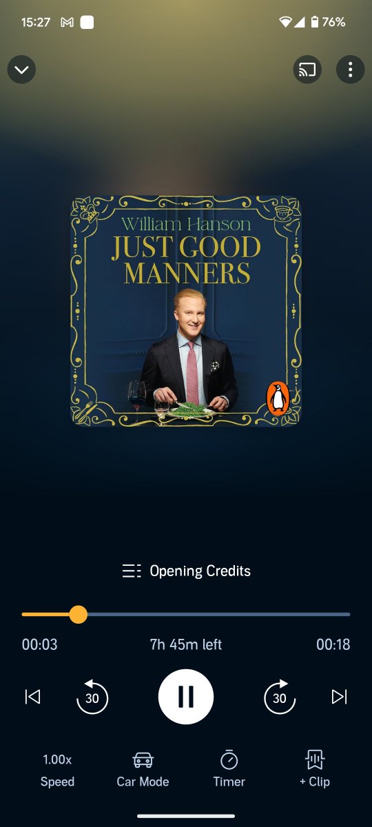 Gesm_UK's tweet photo. This months Audible credit well spent on the much anticipated 'Just Good Manners' by @williamhanson 

I fully expect it to live up to the hype Mr Hanson https://t.co/ah4hdf4gUM