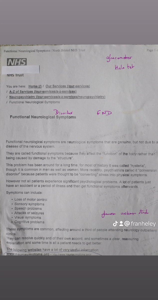 Frances Heley (@francesheley) on Twitter photo Faded, but damning. A&E gave me this when I went for a suspected cranial leak and EDS. They diagnosed me with FND down the telephone and sent me away with this sheet. Words fail me...#hypermobility #fnd <a href="/bbchealth/">BBC Health News</a> <a href="/H2OhTwist/">OhTWIST.bsky.social now too</a> #EDS #chronicpain #chronicillness Faded, but damning. A&E gave me this when I went for a suspected cranial leak and EDS. They diagnosed me with FND down the telephone and sent me away with this sheet. Words fail me...#hypermobility #fnd <a href="/bbchealth/">BBC Health News</a> <a href="/H2OhTwist/">OhTWIST.bsky.social now too</a> #EDS #chronicpain #chronicillness