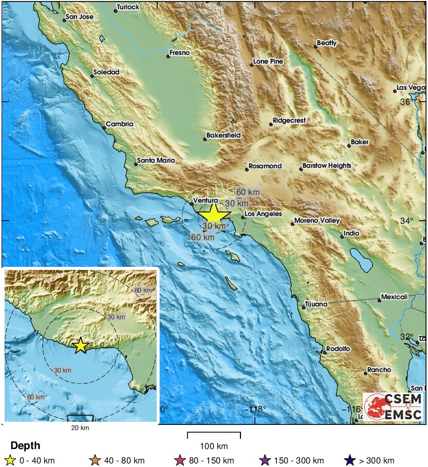 LastQuake's tweet photo. 🔔#Earthquake (#sismo) M2.7 occurred 8 mi S of Thousand Oaks (#California) 2 min ago (local time 07:30:47). More info at:
📱https://t.co/QMSpuj6Z2H
🌐https://t.co/13ZQC66TxV
🖥https://t.co/OxF5Us3Uo0 https://t.co/kz2FwuDDxX