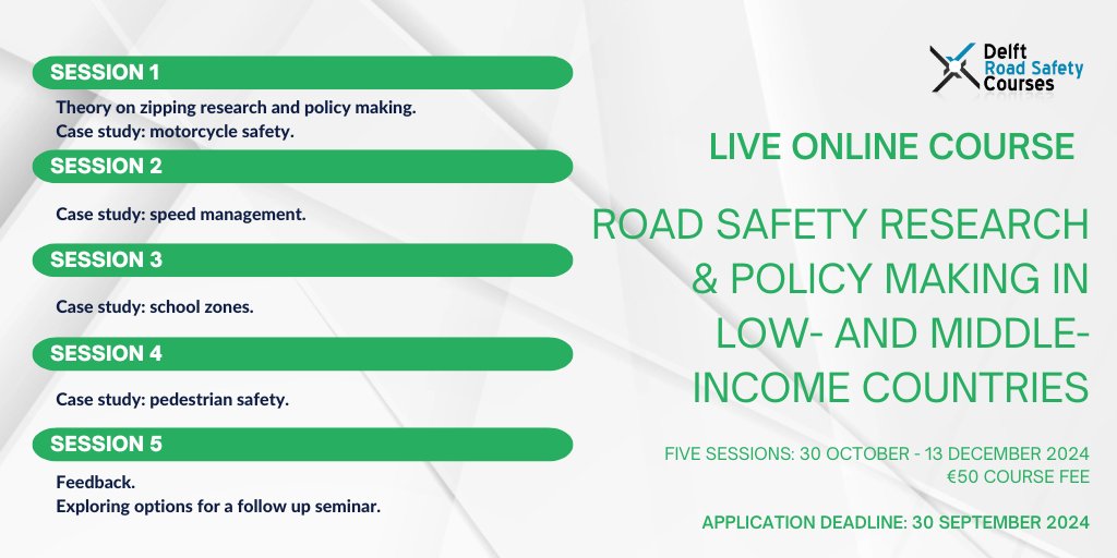 Our new online course will take a case study approach with each session dedicated to a particular issue area including:

🏍️ motorcycle safety
🚦speed management
🏫school zones &amp;
🚶‍♂️pedestrian safety.

Apply here ⬇️

🔗bit.ly/3y0u48Y