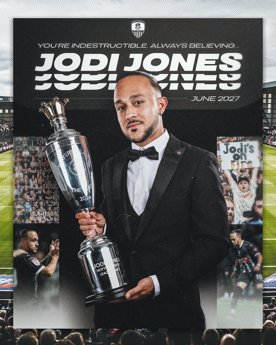 Notts County FC (@official_ncfc) on Twitter photo Until 2027 🖤
PFA and EFL League Two Player of the Year <a href="/JodsJones/">Jodi Jones</a> has signed a new contract at Meadow Lane! Until 2027 🖤
PFA and EFL League Two Player of the Year <a href="/JodsJones/">Jodi Jones</a> has signed a new contract at Meadow Lane!