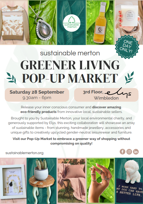 Wimblecomm (@wimblecomm) on Twitter photo Discover eco-friendly products from innovative, sustainable sellers at the Greener Living Pop Up Market - with <a href="/SustainableMert/">Sustainable Merton</a> 🌳
Saturday 28th September, 9:30am - 6pm, Third Floor, Elys, Wimbledon.
Visit sustainablemerton.org for more
Like this post if you're going! Discover eco-friendly products from innovative, sustainable sellers at the Greener Living Pop Up Market - with <a href="/SustainableMert/">Sustainable Merton</a> 🌳
Saturday 28th September, 9:30am - 6pm, Third Floor, Elys, Wimbledon.
Visit sustainablemerton.org for more
Like this post if you're going!