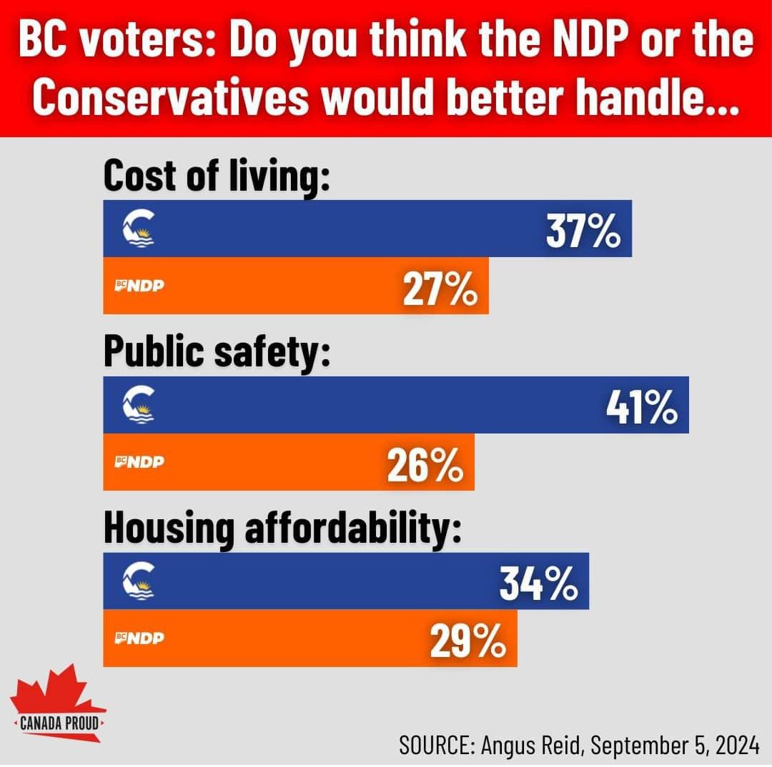 mack4change's tweet image. BC has more faith in @Conservative_BC doing a better job in public safety, affordability and cost of living than the BCNDP. #voteconservativepartyofbc #Bluewave2024 #bcfirst #commonsense
