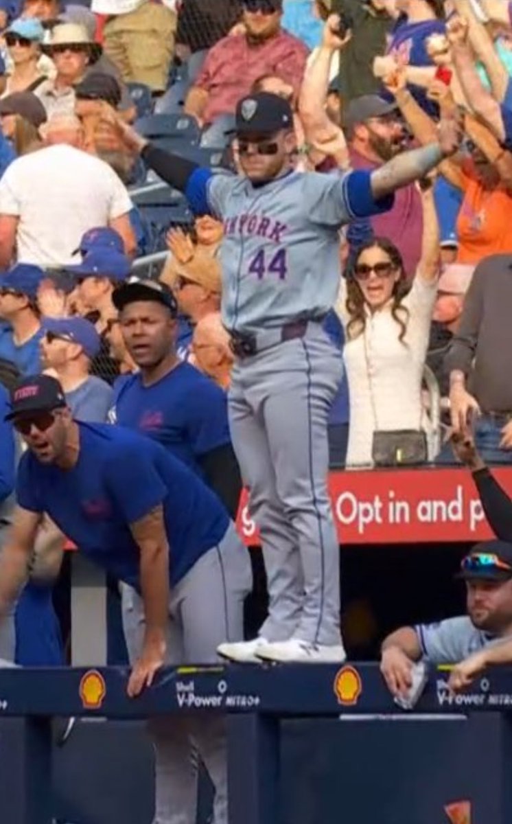 Ben_Yoel's tweet image. Harrison Bader standing on the dugout railing when Lindor hit the game-tying HR is such a vibe.