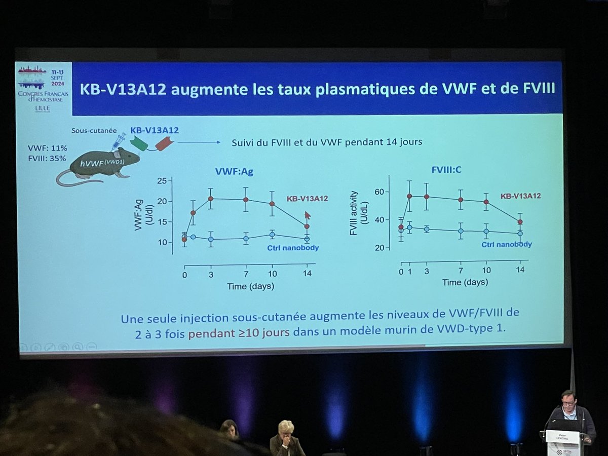 Congrès de la SFTH (@sfth_2025) on Twitter photo Très belle présentation de l’utilisation de nanobodies KB-V13A12 dans un modèle murin de maladie de Willebrand par <a href="/LentingPeter/">Peter Lenting</a>. #CFH2024 Très belle présentation de l’utilisation de nanobodies KB-V13A12 dans un modèle murin de maladie de Willebrand par <a href="/LentingPeter/">Peter Lenting</a>. #CFH2024