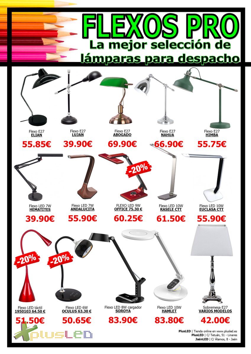 Vuelta al cole con nuestra gama de Flexos y lámparas de mesa. 
Descubre todos nuestros modelos en plusled.es/104-flexos.