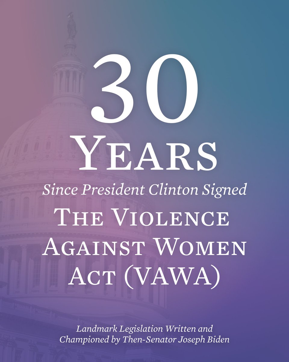 POTUS46Archive's tweet photo. When I first introduced the Violence Against Women Act in 1990, too few thought the government had a role in ending violence against women.

Not me.

30 years after VAWA's passage, we mark the legacy of that life-saving law – and the courageous women who fought for it. https://t.co/anFImXmINY