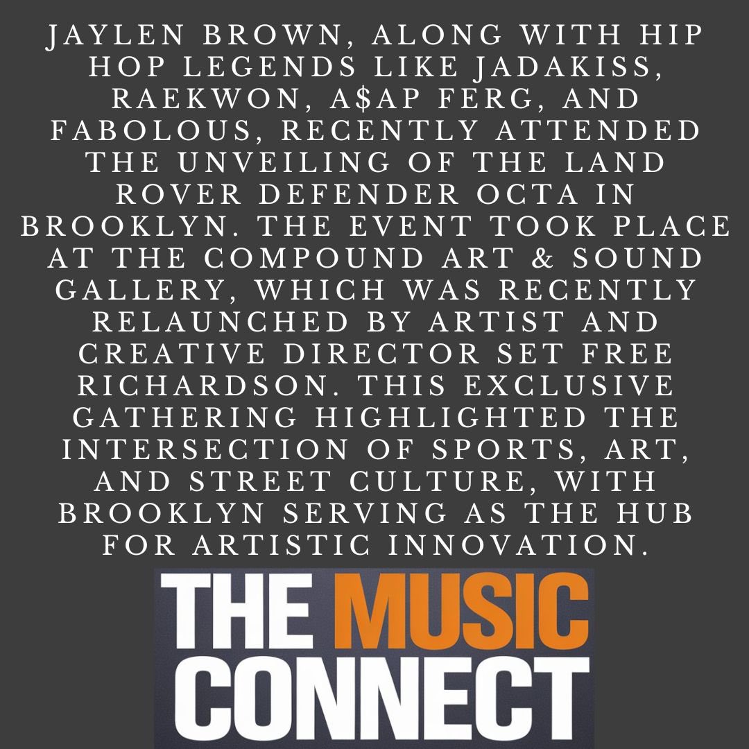 DaMusicConnectX's tweet photo. Jaylen Brown and NYC Hip Hop Legends Unite for Land Rover Defender OCTA Unveiling in Brooklyn
#hiphopnews #jaylenbrown #setfree #Jadakiss #daveeast #LandRover https://t.co/Zn3WPeg4xt