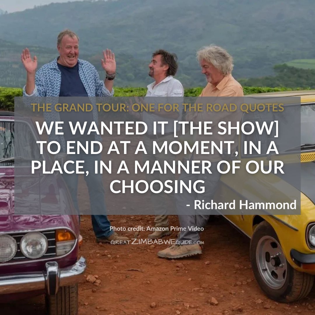 greatzimguide's tweet image. One day 'til The Grand Tour: One for the Road Zimbabwe Special airs on Amazon Video. We've put together a few quotes plus quotes from early reviews ...
#TheGrandTour #TGTOneForTheRoad #JeremyClarkson #RichardHammond #JamesMay #zimbabwe #greatzim #greatzimbabweguide #greatzimguide