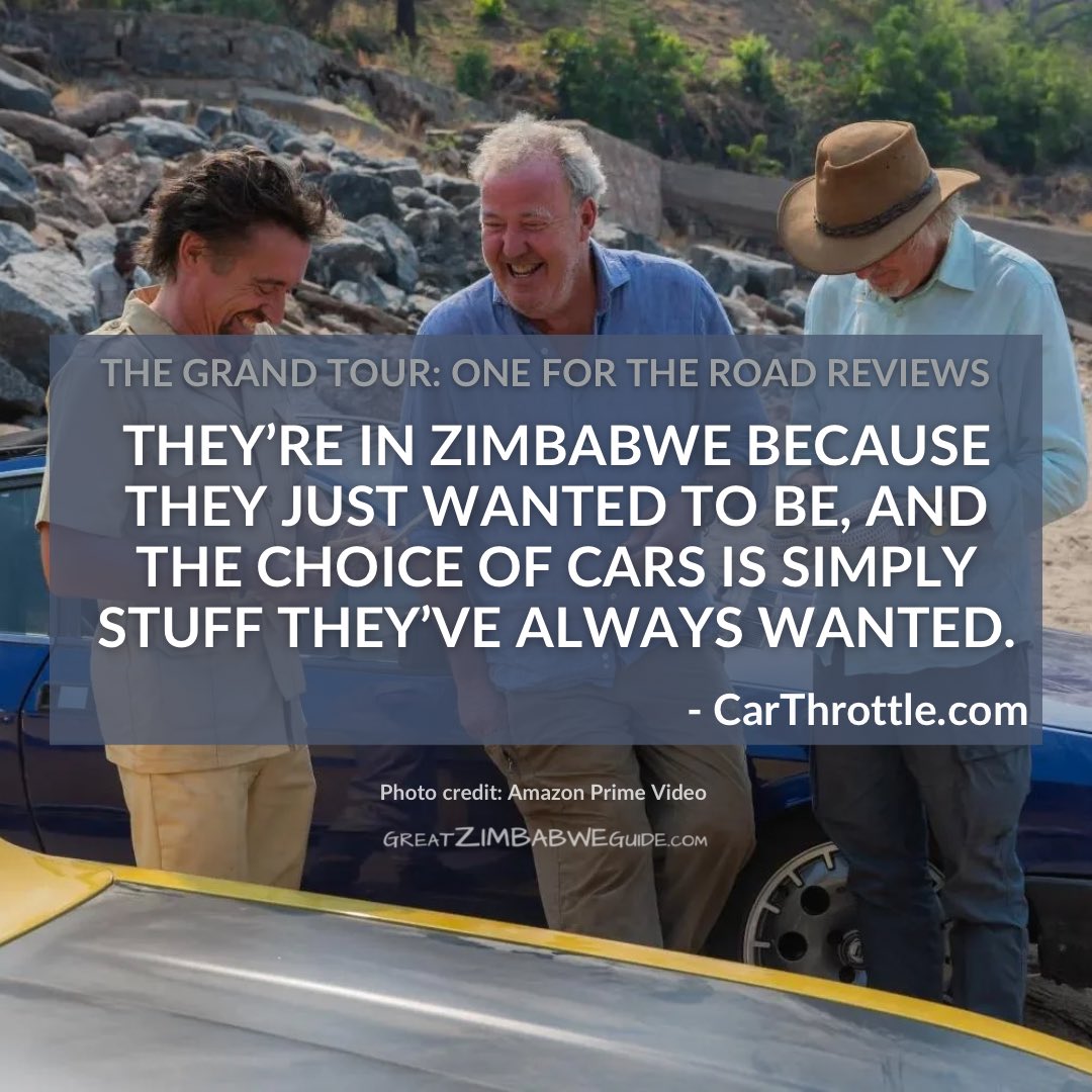 greatzimguide's tweet image. One day 'til The Grand Tour: One for the Road Zimbabwe Special airs on Amazon Video. We've put together a few quotes plus quotes from early reviews ...
#TheGrandTour #TGTOneForTheRoad #JeremyClarkson #RichardHammond #JamesMay #zimbabwe #greatzim #greatzimbabweguide #greatzimguide