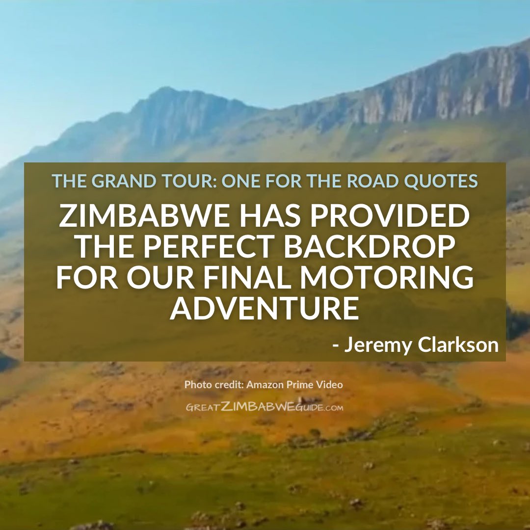 greatzimguide's tweet image. One day 'til The Grand Tour: One for the Road Zimbabwe Special airs on Amazon Video. We've put together a few quotes plus quotes from early reviews ...
#TheGrandTour #TGTOneForTheRoad #JeremyClarkson #RichardHammond #JamesMay #zimbabwe #greatzim #greatzimbabweguide #greatzimguide