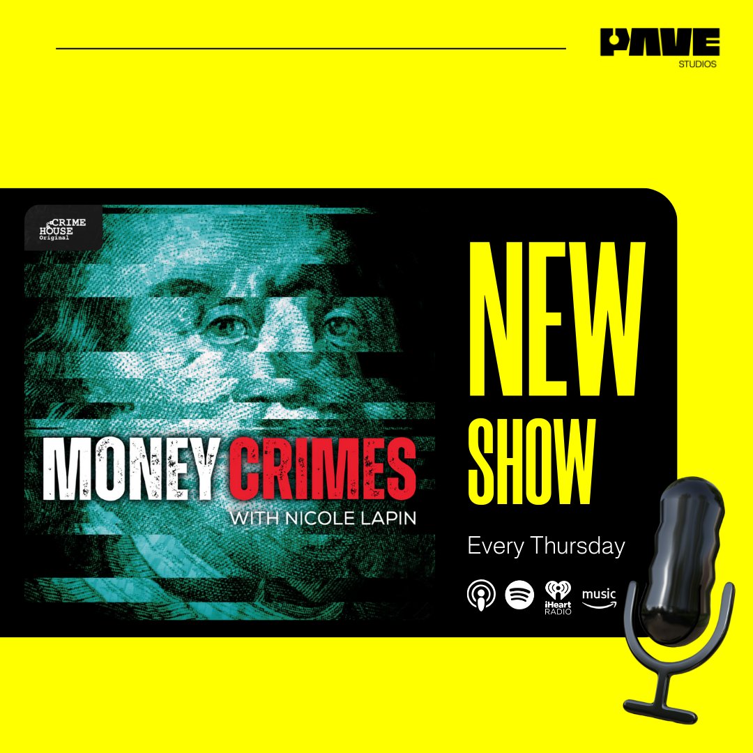 PAVE Studios (@pavemediagroup) on Twitter photo 🎙️Check out Crime House's new true crime podcast -- Money Crimes hosted by financial expert <a href="/NicoleLapin/">Nicole Lapin</a>. Dive into the dark side of finance from cutthroat con artists to billion-dollar scams. New episodes every Thursday
#Spotify #Apple Podcasts #CrimeHouse #MoneyCrimes 🎙️Check out Crime House's new true crime podcast -- Money Crimes hosted by financial expert <a href="/NicoleLapin/">Nicole Lapin</a>. Dive into the dark side of finance from cutthroat con artists to billion-dollar scams. New episodes every Thursday
#Spotify #Apple Podcasts #CrimeHouse #MoneyCrimes