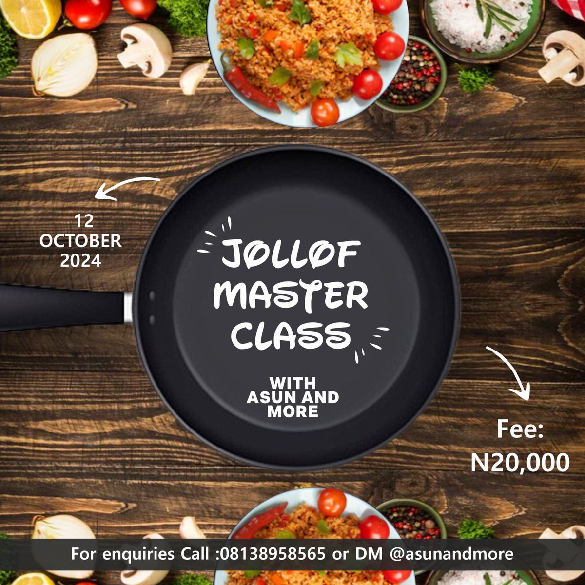 asunandmore's tweet photo. Are you struggling to make the perfect jollof rice?

Hurry to our dm or chat 08138958565 

Limited slots available https://t.co/AOeyLEIab0