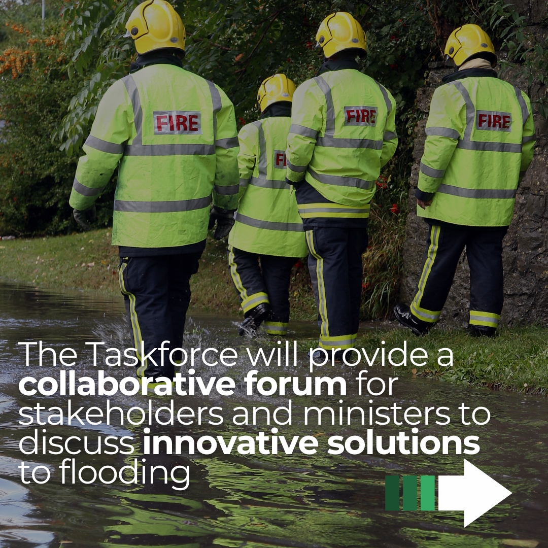 DefraGovUK's tweet photo. The new Floods Resilience Taskforce met for the first time today to turbocharge flood resilience and the building of flood defences.
