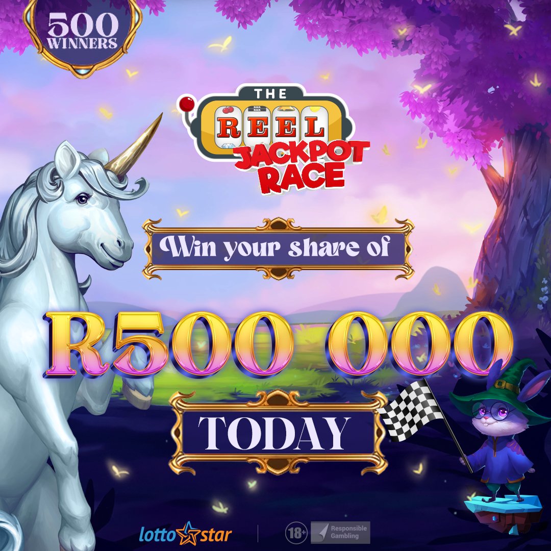 Lotto_Star's tweet photo. Ready, set & spin the reels in tonightβs Reel Jackpot Race. ππ°
You could be racing your way to a share of R500,000. π°
Will you be 1 of 500 lucky winners when the jackpot hits?
#LottoStar #ReelJackpotRace #Spinthereels #ReelRush https://t.co/wbHz5d3Zt4