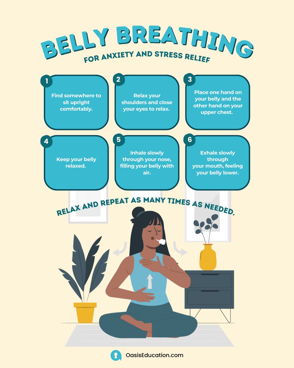✨ Embrace the power of belly breathing! ✨ 

Place your hand on your belly, inhale deeply to expand it like a balloon, then exhale slowly. 

This simple technique calms the mind and relaxes the body instantly. Try it and feel the difference! 

#BellyBreathing #Relaxation