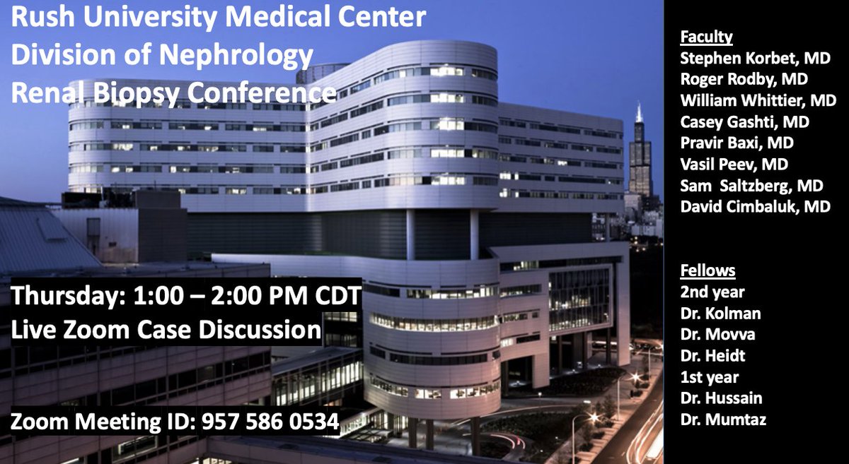 Pravir (@proximal_baxi) on Twitter photo We are BACK. We have another excited <a href="/Rush_Nephrology/">Rush Nephrology</a> Biopsy case at 1 PM CDT TODAY, led by Dr. Gashti.
See below.
#RushRenalRules
#NephTwitter
#GN We are BACK. We have another excited <a href="/Rush_Nephrology/">Rush Nephrology</a> Biopsy case at 1 PM CDT TODAY, led by Dr. Gashti.
See below.
#RushRenalRules
#NephTwitter
#GN