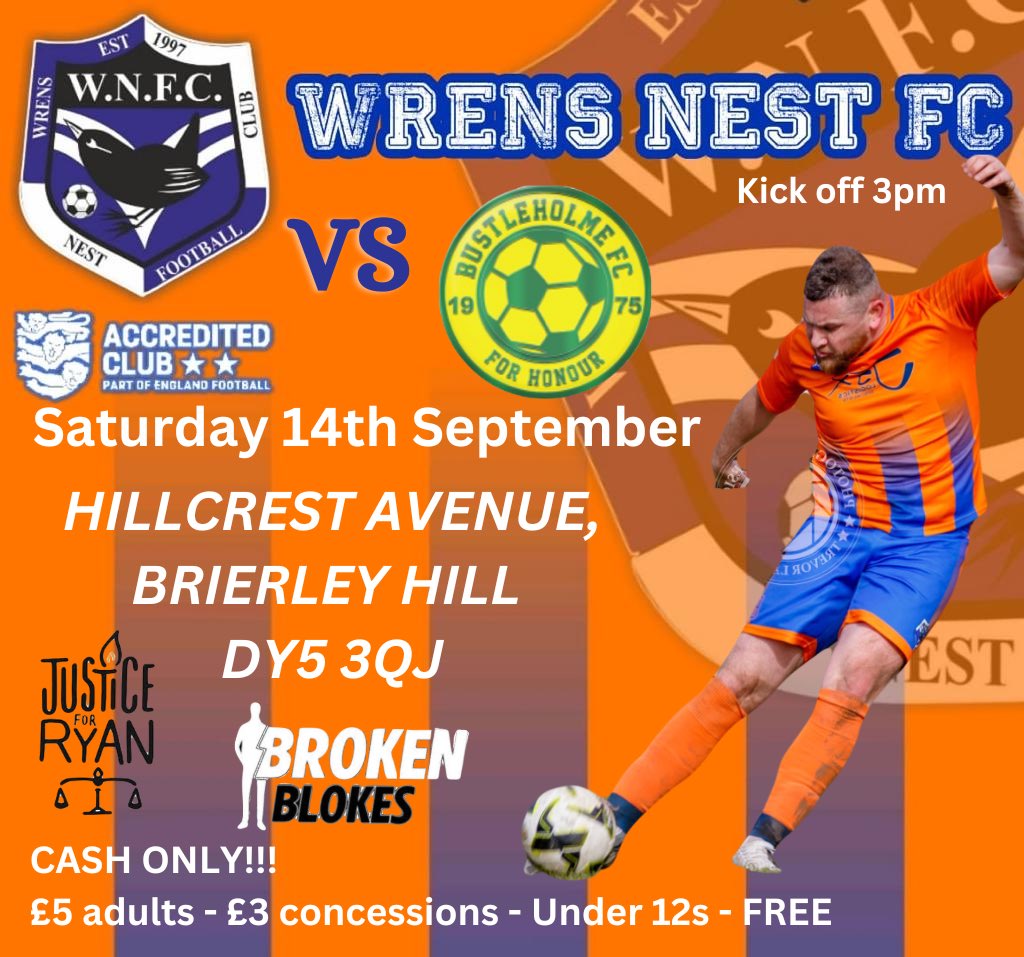 wrensnestfc1997 (@wrensnestfc1997) on Twitter photo This weekend we host 6th place <a href="/BustleholmeFC1/">Bustleholme FC</a> at Dudley Sports.
Lots of positives to take into this match from our previous games as the lads look to get their first win of the season 🤞🏼🧡💙
See you there 👋🏼
<a href="/JusticeFor_Ryan/">Justice For Ryan</a>
<a href="/brokenblokes/">Broken Blokes</a>
<a href="/NonLeagueFix/">NonLeagueFixtures</a> This weekend we host 6th place <a href="/BustleholmeFC1/">Bustleholme FC</a> at Dudley Sports.
Lots of positives to take into this match from our previous games as the lads look to get their first win of the season 🤞🏼🧡💙
See you there 👋🏼
<a href="/JusticeFor_Ryan/">Justice For Ryan</a>
<a href="/brokenblokes/">Broken Blokes</a>
<a href="/NonLeagueFix/">NonLeagueFixtures</a>