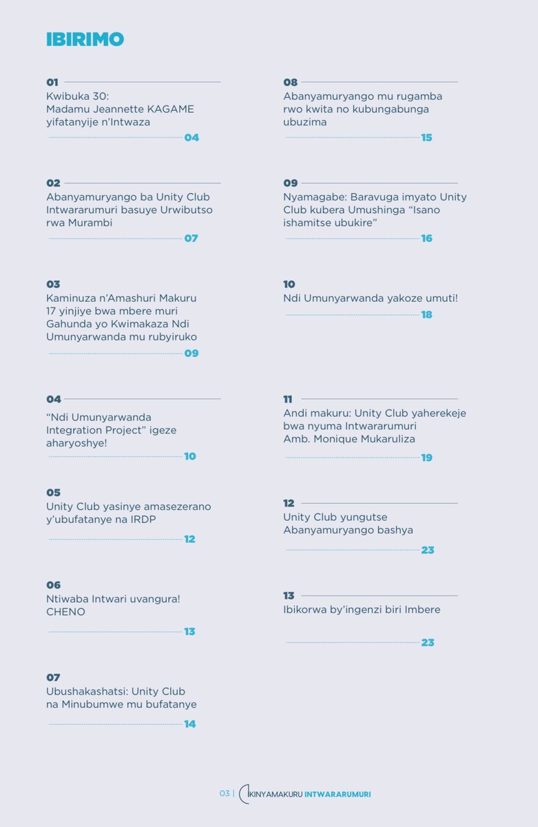 Bafatanyabikorwa, Nshuti, Basomyi,  

Twishimiye kubagezaho amakuru y’ingenzi ku bikorwa byacu byo mu  bihembwe bibiri bya nyuma by’umwaka wa 2023/2024, kuva muri  Mutarama kugeza muri Kamena 2024. Ibikorwa tubamurikira muri iki kinyamakuru gito cyacu “INTWARARUMURI” bishingiye