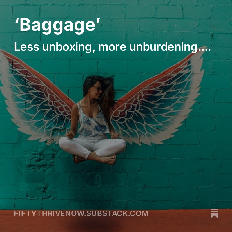 fcomms's tweet image. Do you ever feel weighed down by stuff - things, bad habits, people, life......maybe its time to let go!  I write about my experiences of this mixed with grief and loss in my latest @SubstackInc  #writingcommunity #womenwriters #midlife fiftythrivenow.substack.com/p/baggage