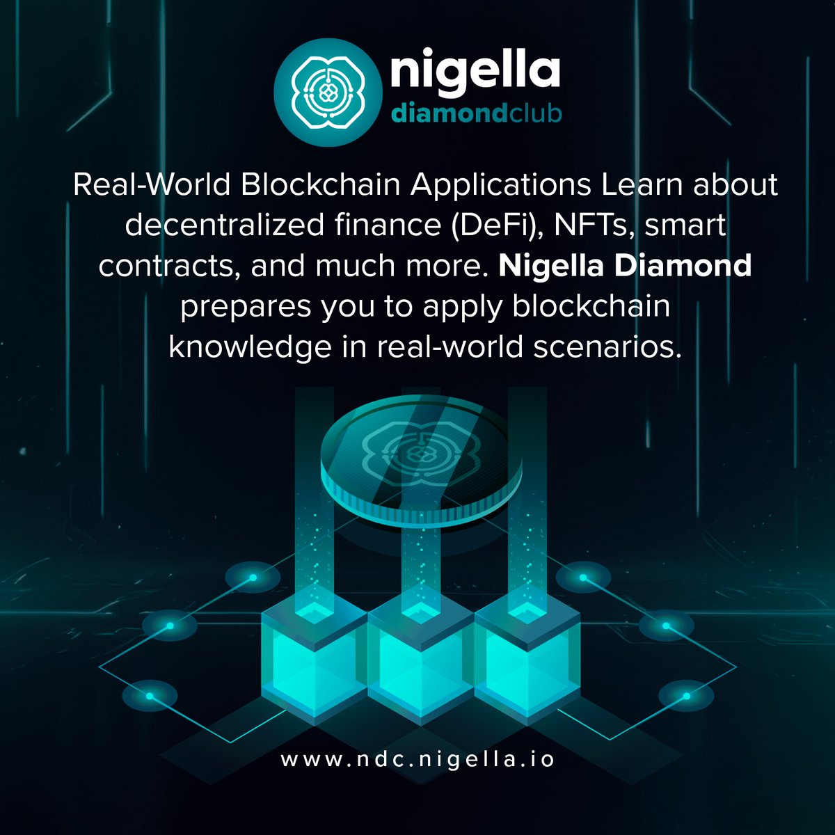 🌐 Dive into the future with Nigella Diamond Club! 

💎 Learn and apply blockchain technology in real-world scenarios: DeFi, NFTs, smart contracts, and more. 

🚀 Prepare for decentralized finance and beyond! 

#Blockchain #DeFi #NFTs #NigellaDiamond #NIGELLA #NGL