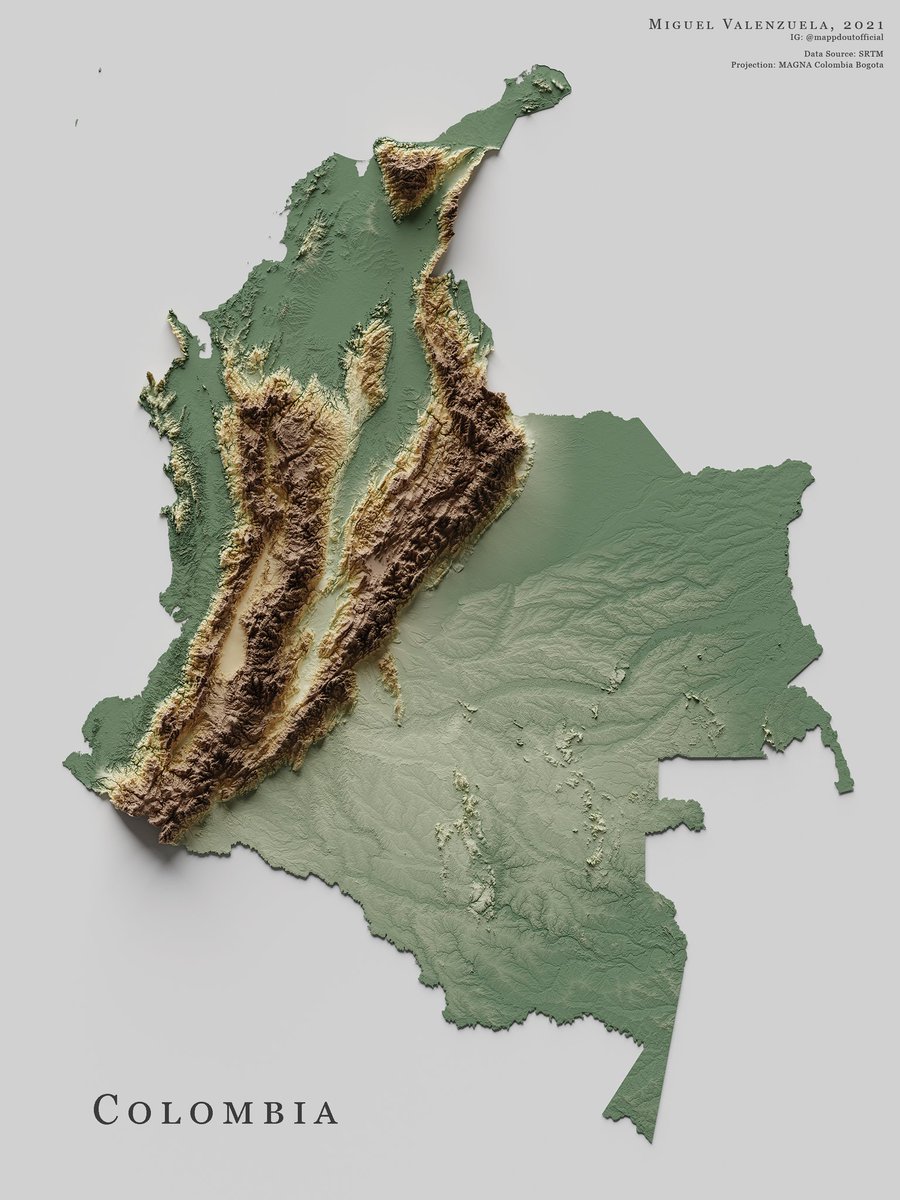 theepicmap's tweet image. The topography of Colombia.