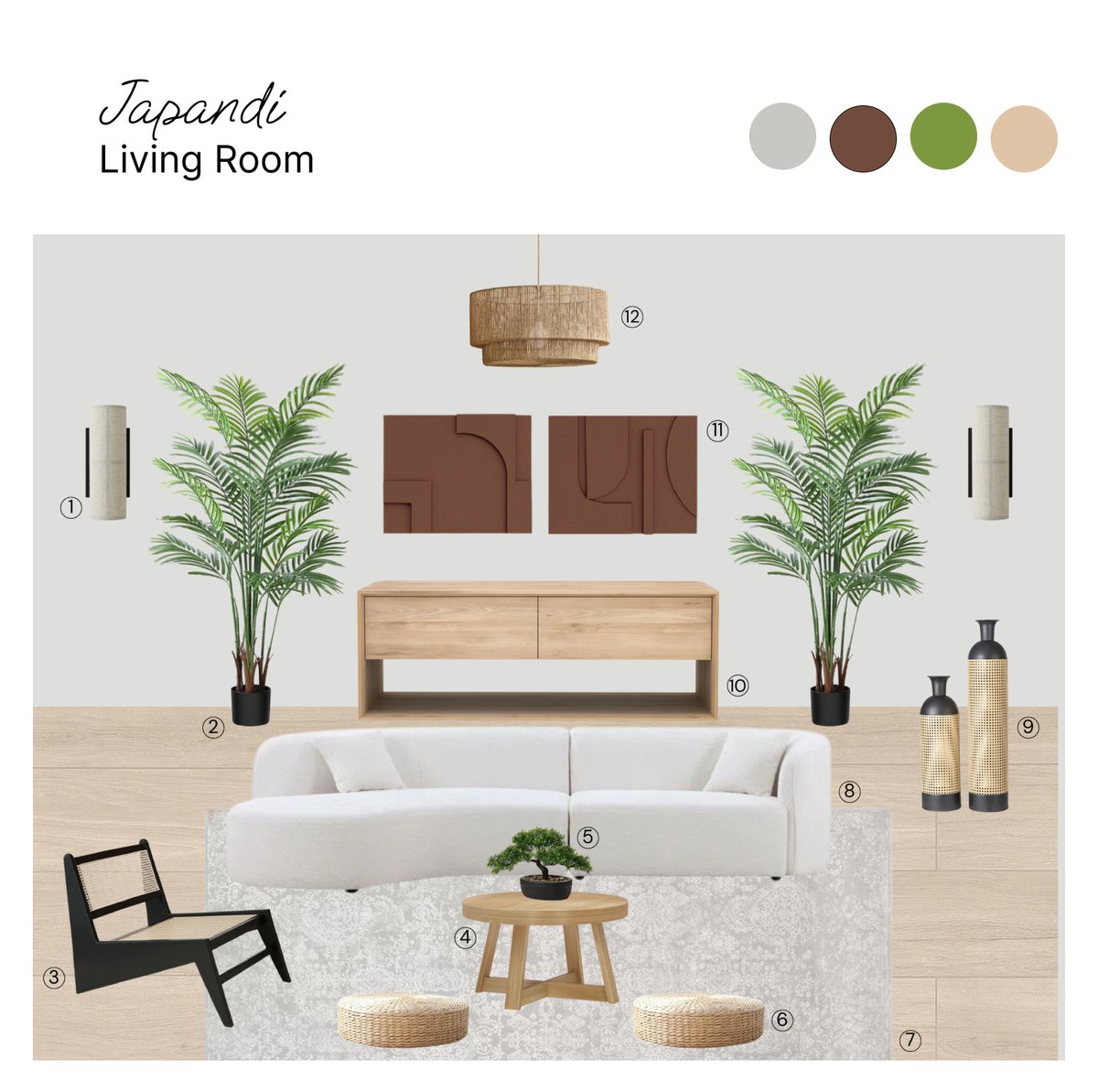 TotalOfficeEsp's tweet photo. Serene Japandi Living Room: Product Board with Shopping List https://t.co/9F6kJzJEEN https://t.co/LqcEasmidk