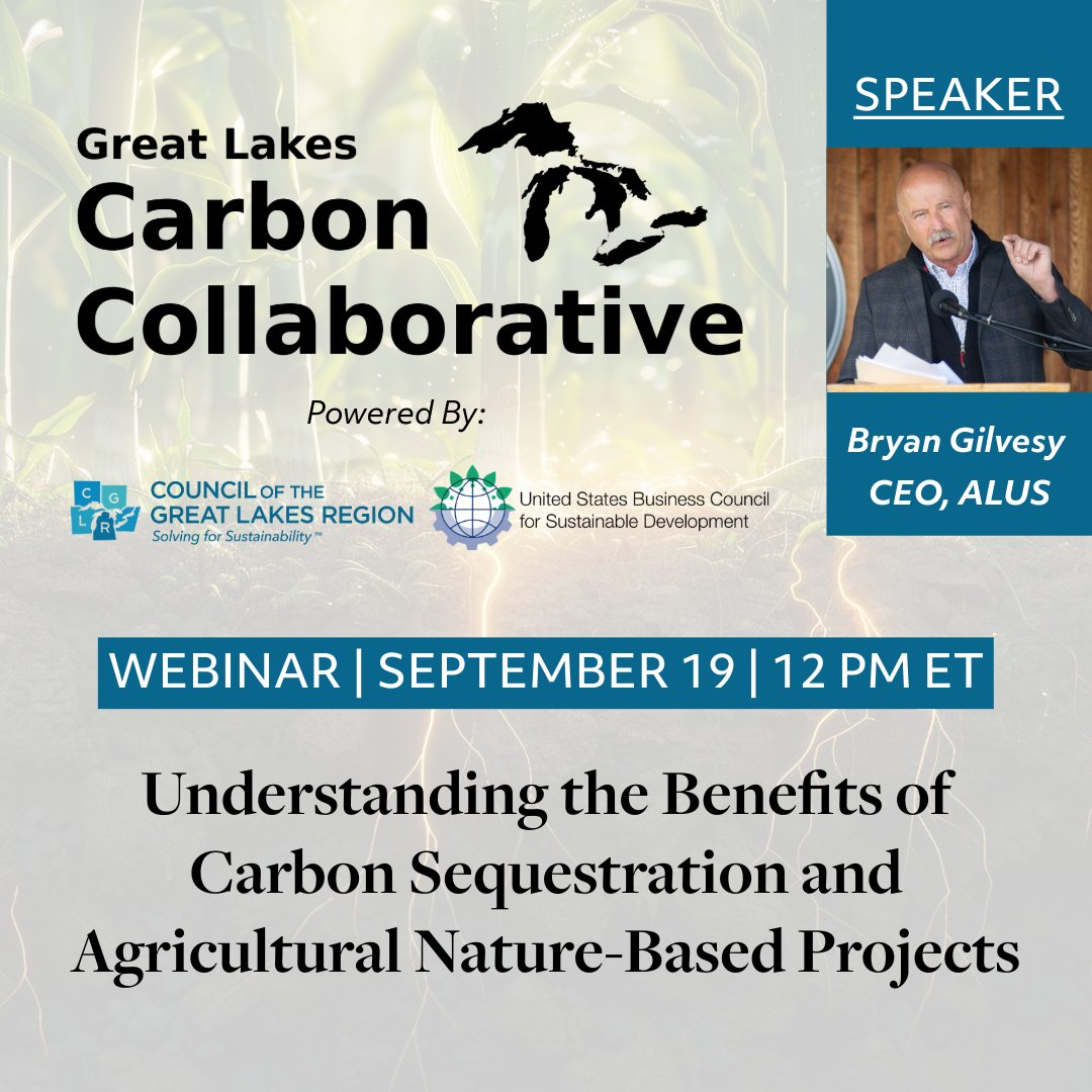Join CGLR &amp; <a href="/USBCSD/">US BCSD</a> on September 19 for our Great Lakes Carbon Collaborative webinar, where we'll hear from <a href="/ALUS_Solutions/">ALUS</a> on natural carbon sequestration solutions &amp; opportunities that exist in the #GreatLakes region.

Learn more &amp; register: councilgreatlakesregion.org/webinar-septem…