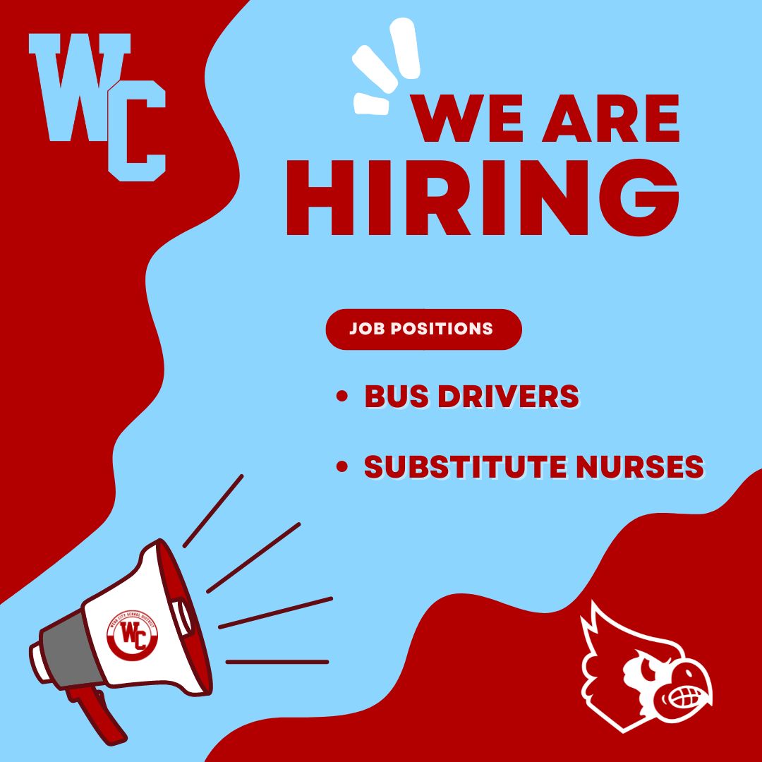 Webb City School District is Hiring!
We're looking for bus drivers and substitute nurses to join our team! If you're interested in making a positive impact on our students' lives, apply online today at webbcity.tedk12.com/hire/index.aspx.