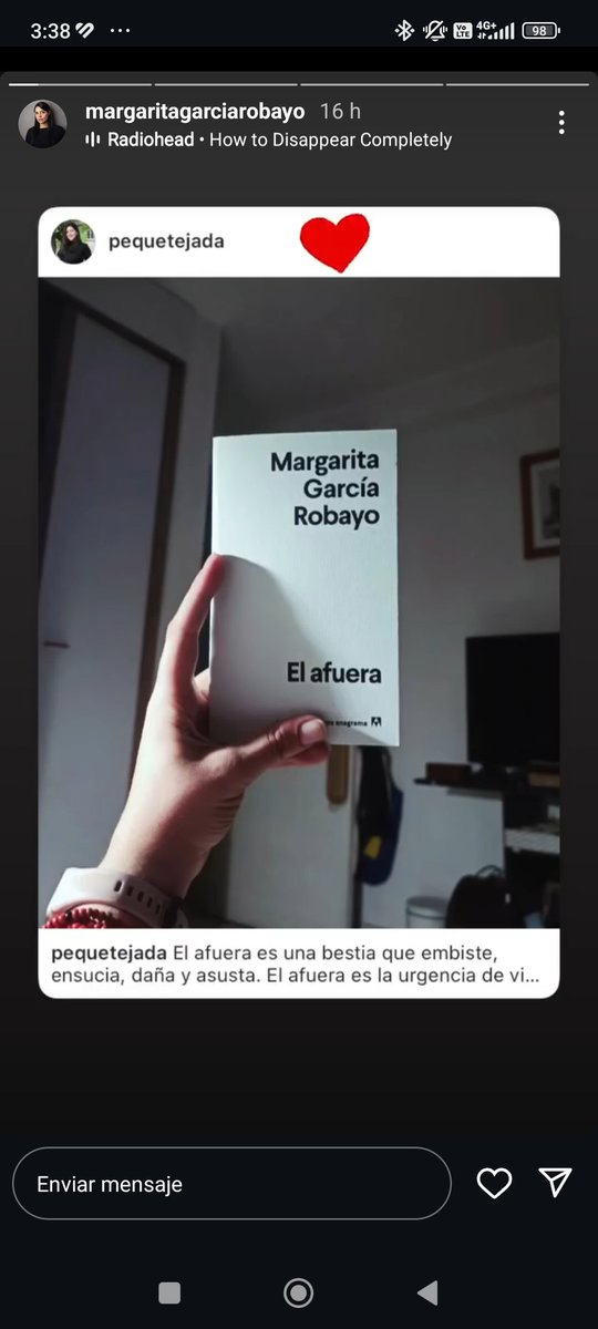 En los últimos días todo ha sido raro, movido, certero en medio de la incertidumbre, y lleno de sorpresas bellísimas como que 2 escritoras que admiro profundamente se hayan tomado el trabajo de leer sobre mi experiencia con sus libros y hayan interactuado conmigo. ✨💜