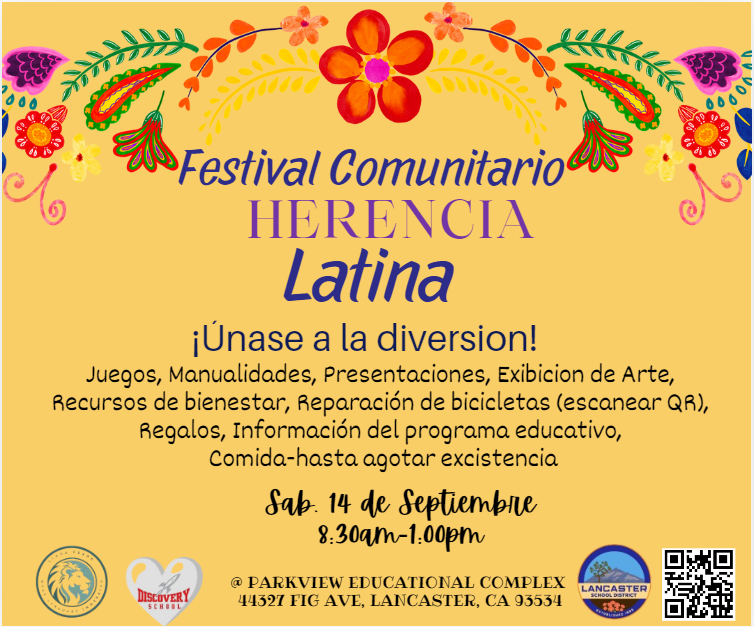 lancsd_av's tweet photo. Join us this Saturday, September 14 from 8:30am- 1:00pm to our 2nd Annual Latino Heritage Community Festival! There will be many wellness and community resources for all, don't miss out!📷 https://t.co/Peb5fySa7I