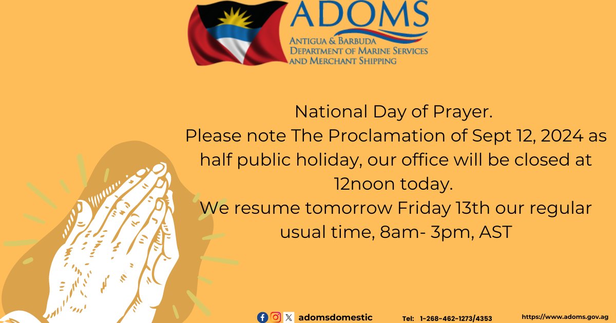 We will be closed today from 12pmAST
#NationalDayofPrayer
#antiguaandbarbuda
#antigua