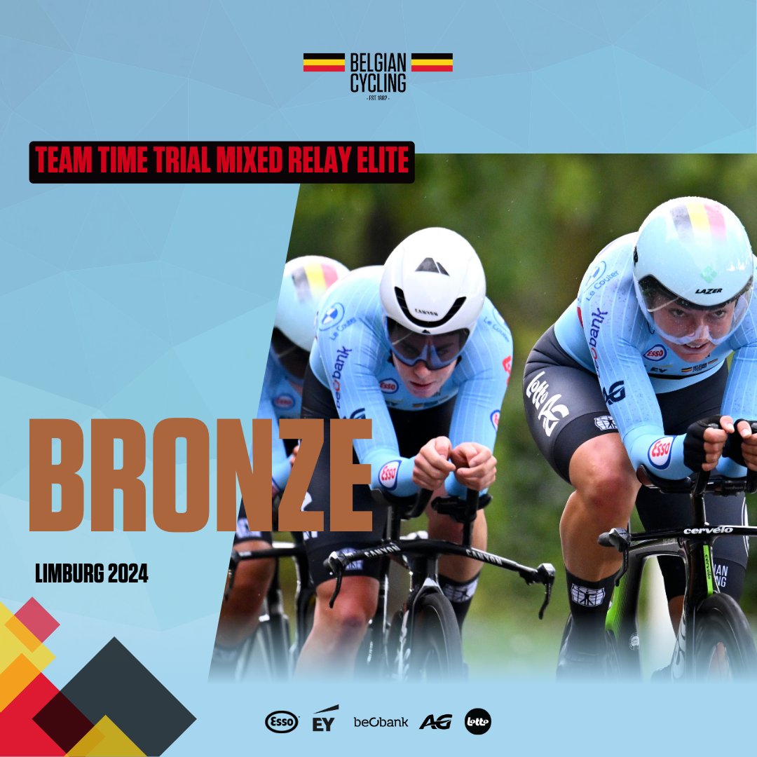 🇪🇺 It's a bronze medal in the Mixed Team Relay for our Men and Women Elite Team! 🥉

Congratulations Alana Castrique, Marion Norbert Riberolle, Jesse Vandenbulcke, Edward Theuns, Noah Vandenbranden and Victor Vercouillie! 👏

#EuroRoad24 #Limburg2024 #BelgianCycling