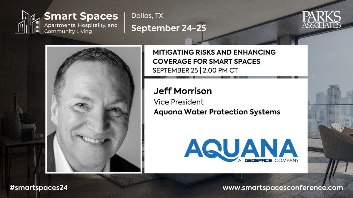 🎤 Jeff Morrison, Vice President, Aquana Water Protection Systems is speaking during #SmartSpaces24 in Dallas!

Don’t miss out on 50% off in-person registration with code SMSP-50C here 👉 smartspacesconference.com

#IoT #PropTech #AI #Dallas