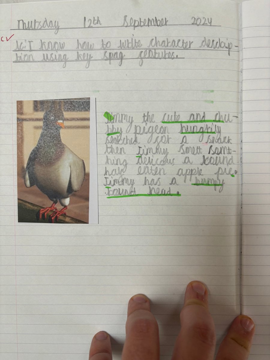 class8stmarys's tweet photo. This week in Class 8 we have revisited our English knowledge from Key Stage 1. We have written a narrative around the short film 'Taking Flight' and written our own character description making sure to include conjunctions and expanded noun phrases. @stmarysderby https://t.co/tDaGWC0UEo