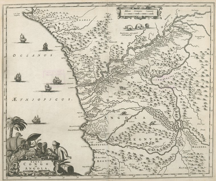 "Regna Congo et Angola." from "Umbständliche und eigentliche Beschreibung von Africa..." by  Olfert Dapper, 1670 #Congo #Angola digitalcollections.nypl.org/items/510d47dc…
