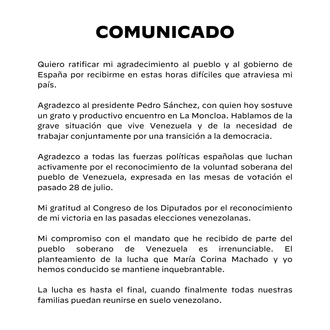 Mi compromiso con el mandato que he recibido de parte del pueblo soberano de Venezuela es irrenunciable. 

#COMUNICADO