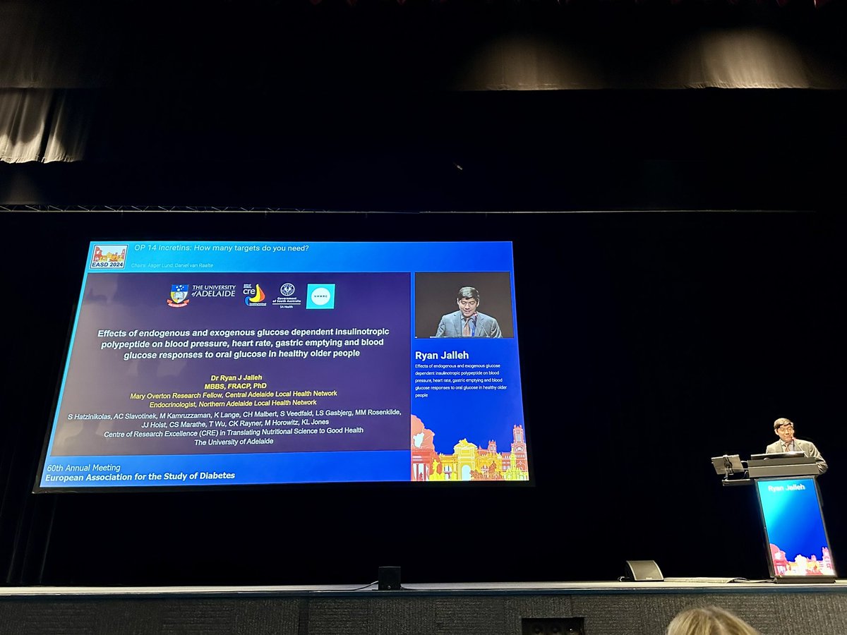 Prof_KL_Jones's tweet photo. 3 terrific presentations at #EASD2024 by our postdoc, Dr Ryan Jalleh, in the ‘Incretins: How many targets do you need?’ session.
@CRENutrition, @UniofAdelaide, @RyanJalleh https://t.co/24MYGtb3I6