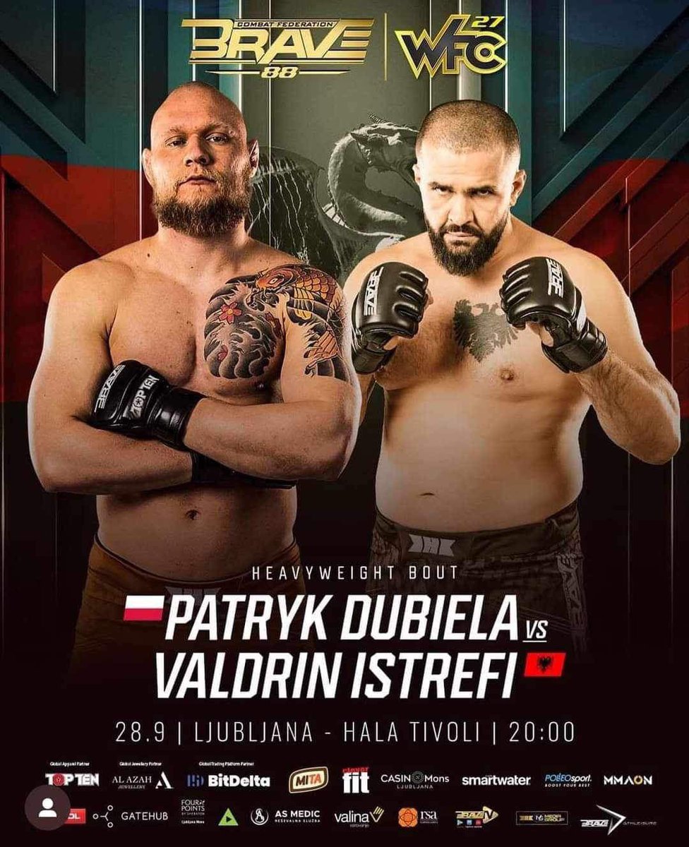 swiat_mma's tweet photo. Patryk Dubiela 🇵🇱 z nowym rywalem na gali #BRAVE88 Polak zmierzy się z Valdrinem Istrefim 🇱🇮 (14-5) https://t.co/SQxLNbZrwo