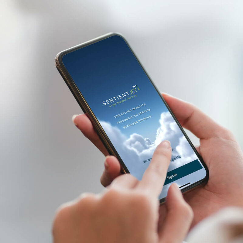 sentientjet's tweet photo. With Sentient Jet’s mobile app, book private jet travel on-demand, receive flight details instantly, access 24/7 live chat support, and get localized recommendations for partner benefits. #SentientJet https://t.co/iq73cMIbJc