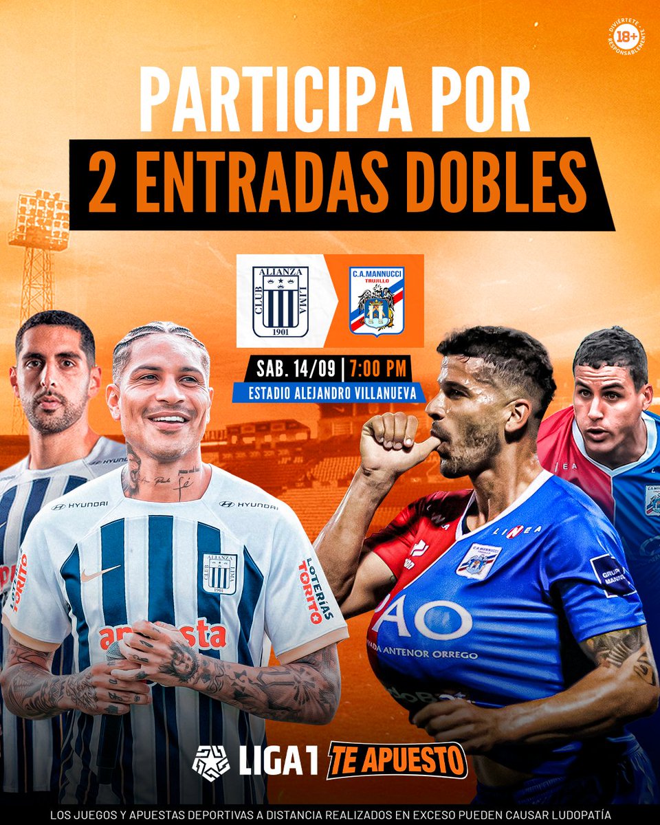 Cracks, sorteamos 2 entradas dobles a OCCIDENTE 🤩 para el partido entre Alianza Lima vs. C. Mannucci por la #Liga1TeApuesto. 😮‍💨 Para participar sigue estos pasos 👇🏻:

1. Síguenos como <a href="/TeApuesto_Pe/">Te Apuesto Oficial</a>. ✅
2. Etiqueta a la persona que te acompañará. 🫂
3. Dale RT. 🔁  ¡Y listo! 🥳