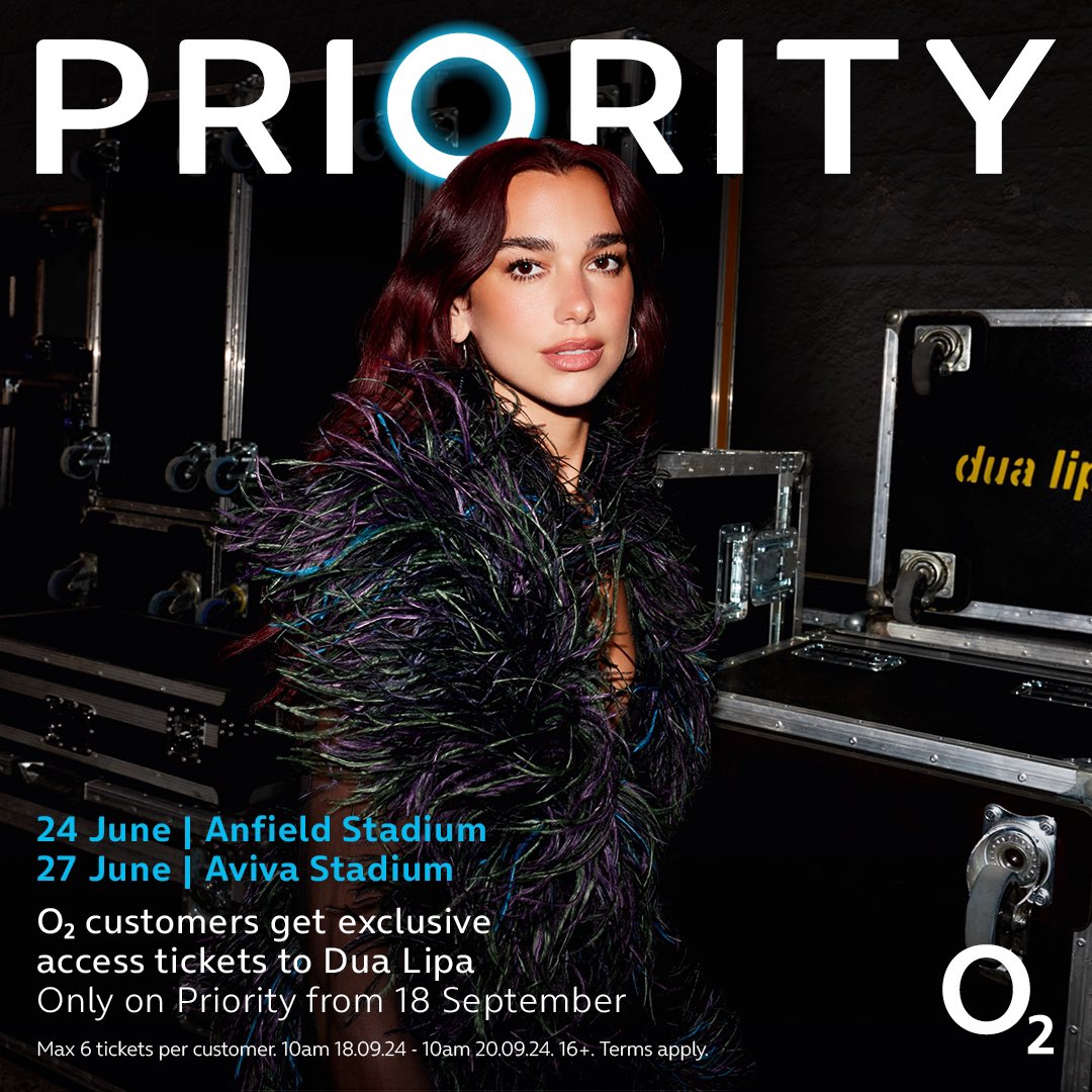 Just announced 📢

<a href="/DUALIPA/">DUA LIPA</a> has added more shows to her Radical Optimism tour, and we’ve got your 48-hour early access tickets to be there 🔥

 Only on Priority from 18 September 👉 o2uk.co/DuaLipaTickets