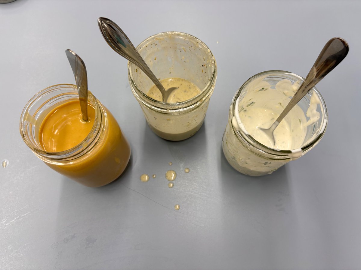 BetsyMisner's tweet photo. Home made salad dressings. They are all permanent emulsions! https://t.co/3DpmqPikys