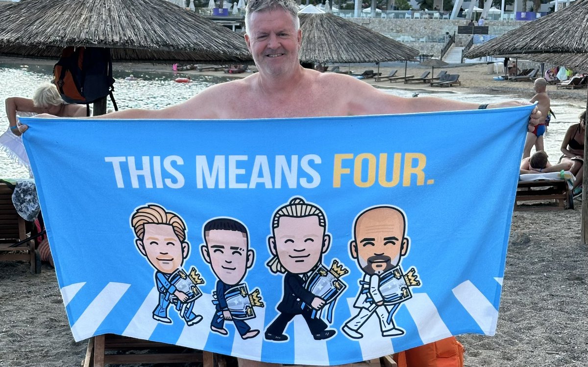 Loz110's tweet photo. Shout out to @thegingerwig Promoting my towel in Rhodes and missing Brentford☹️ Loz @roboconnor88 https://t.co/T17ymQRdlT