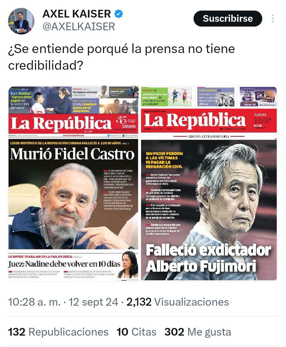 panch_pe's tweet image. La República. El diario que le avisó a los terroristas del túnel. El diario caviar. El diario de la vergüenza.