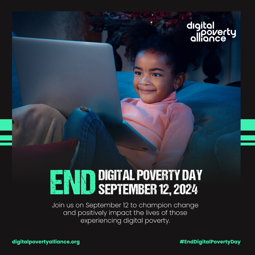Today is #EndDigitalPovertyDay 

Why it matters: 1 in 7 adults and 1 in 5 children in the UK face digital poverty 💻

To learn more and find ways that you can help, including donating spare devices, check out <a href="/DigiPovAlliance/">Digital Poverty Alliance 🧑🏻‍💻👩🏿‍💻👨🏼‍💻</a>.