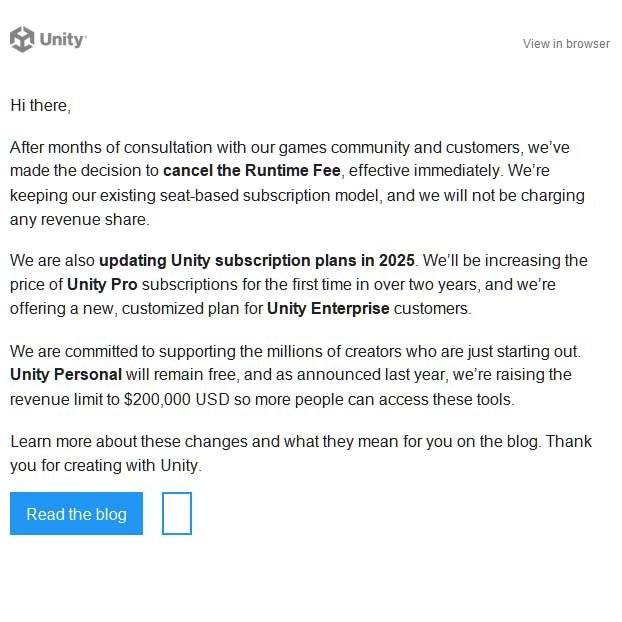 FasterTimeGames's tweet photo. Great news from Unity! Blog post here: https://t.co/gwFH9oJiBn https://t.co/TTAs2kdFFB