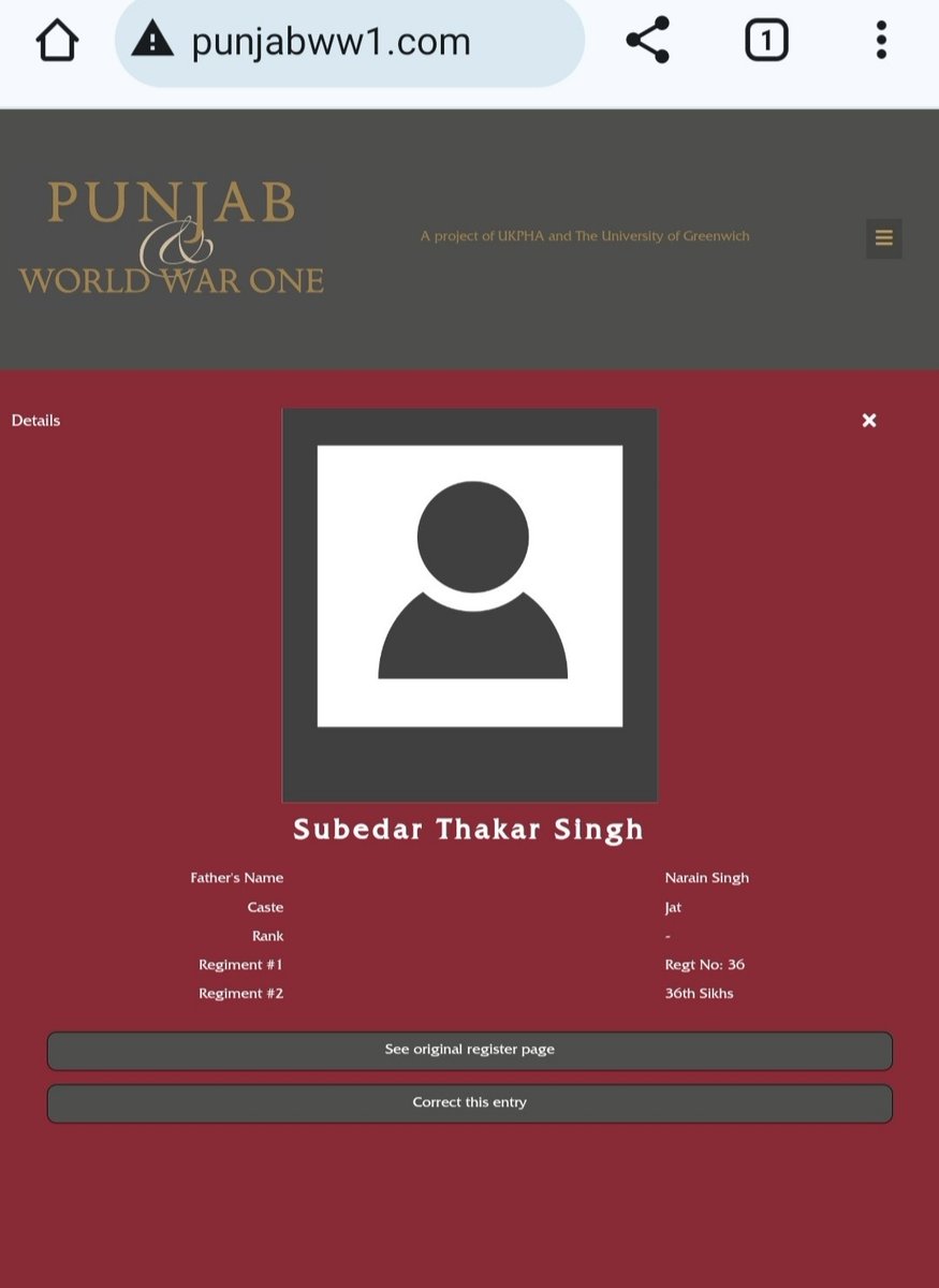 834 Sepoy Narayan Singh 36th Sikhs from Haripur in Jalandhar was one of the 21 Sikhs who made the ultimate sacrifice on 12/09/1897 at #Saragarhi.

During #WW1, his son, Subadar Thakur Singh M.C., I.D.S.M., 36th Sikhs, was wounded in Mesopotamia and died in hospital in Karachi.