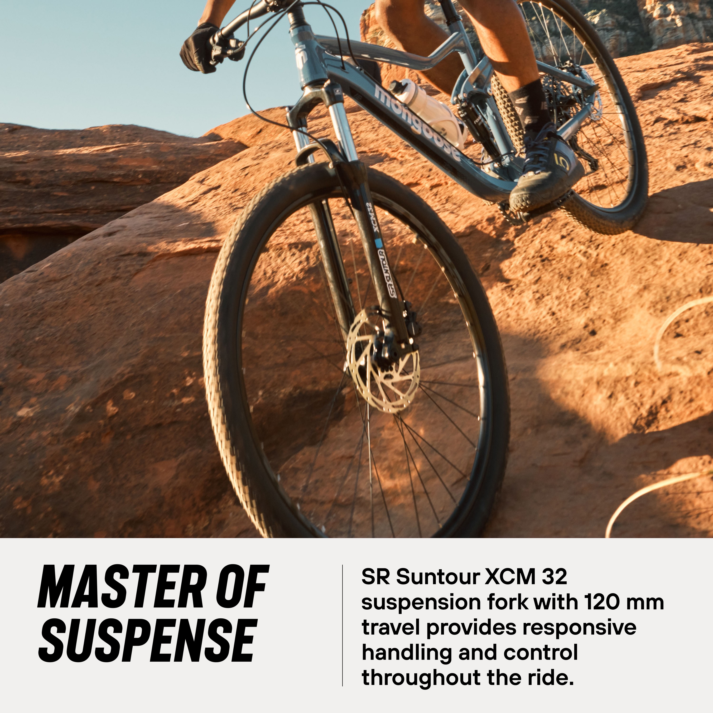Mongoose Bikes on X Ride the roughest trails with the Salvo 1 full suspension mountain bike. This bike will help you whiz through the trails you used to avoid. The SR Suntour XCM