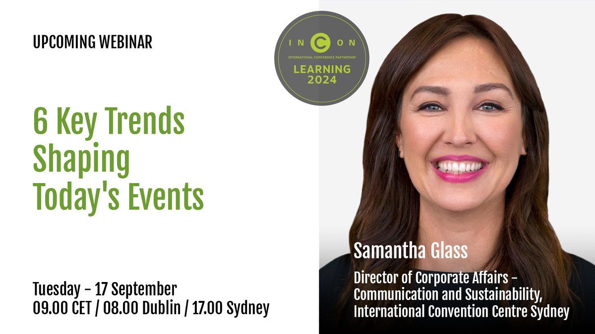 INCON Group (@incongroup) on Twitter photo π§ INCON Learning 2024: "6 Key Trends Shaping Today's Events" π§
ποΈ 17 Sept | 09.00 CET | 08.00 Dublin | 17.00 Sydney
π€ Samantha Glass, <a href="/ICCSyd/">ICC Sydney</a> to share insights from the recent RESPECT report.
π Register: tinyurl.com/keytrends-webiβ¦
#INCONLearning #EventProfs #EventTrends π§ INCON Learning 2024: "6 Key Trends Shaping Today's Events" π§
ποΈ 17 Sept | 09.00 CET | 08.00 Dublin | 17.00 Sydney
π€ Samantha Glass, <a href="/ICCSyd/">ICC Sydney</a> to share insights from the recent RESPECT report.
π Register: tinyurl.com/keytrends-webiβ¦
#INCONLearning #EventProfs #EventTrends
